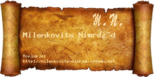 Milenkovits Nimród névjegykártya